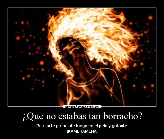 ¿Que no estabas tan borracho? - Pero si te prendiste fuego en el pelo y gritaste:
¡KAMEHAMEHA!