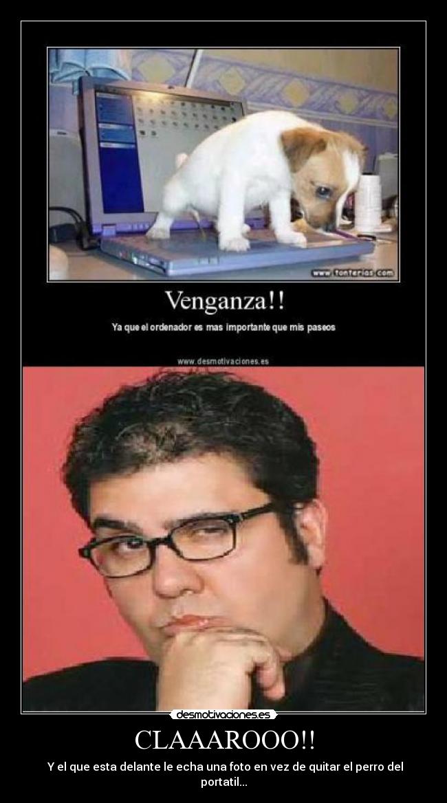 CLAAAROOO!! - Y el que esta delante le echa una foto en vez de quitar el perro del portatil...