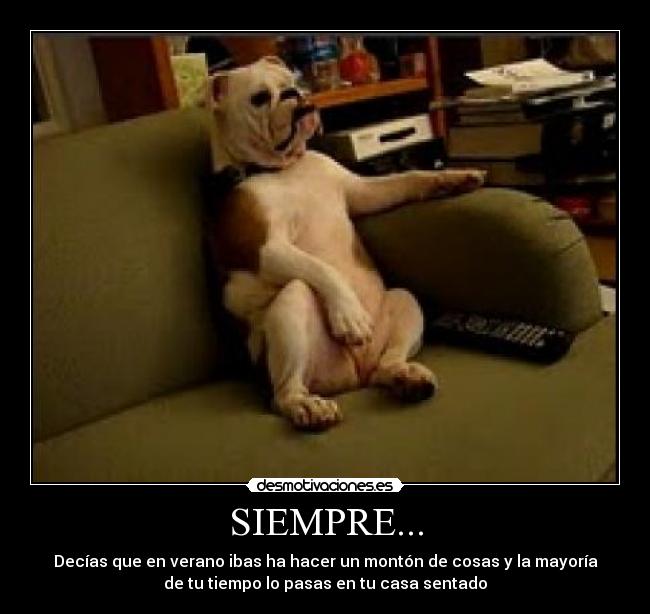 SIEMPRE... - Decías que en verano ibas ha hacer un montón de cosas y la mayoría
de tu tiempo lo pasas en tu casa sentado