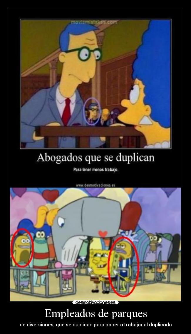 Empleados de parques - de diversiones, que se duplican para poner a trabajar al duplicado