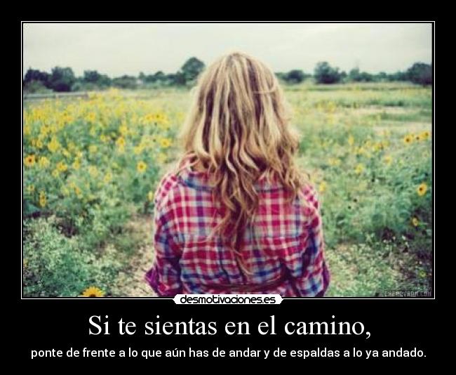 Si te sientas en el camino, - ponte de frente a lo que aún has de andar y de espaldas a lo ya andado.