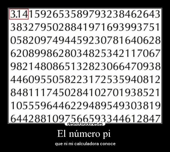 El número pi  - que ni mi calculadora conoce