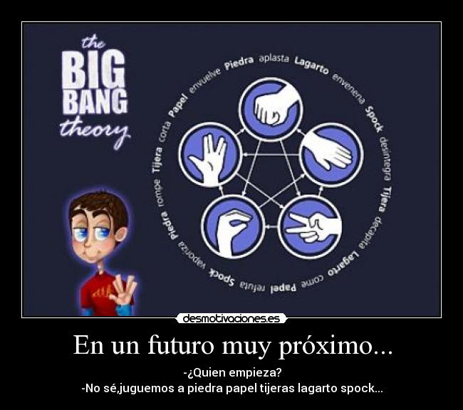 En un futuro muy próximo... - -¿Quien empieza?
-No sé,juguemos a piedra papel tijeras lagarto spock...