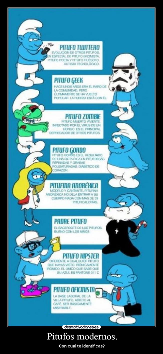 Pitufos modernos. - Con cual te identificas?