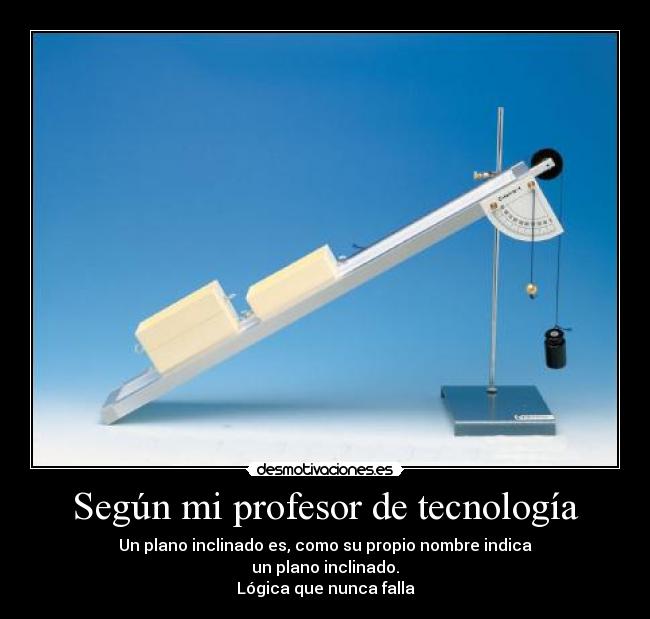 Según mi profesor de tecnología - Un plano inclinado es, como su propio nombre indica
un plano inclinado.
Lógica que nunca falla