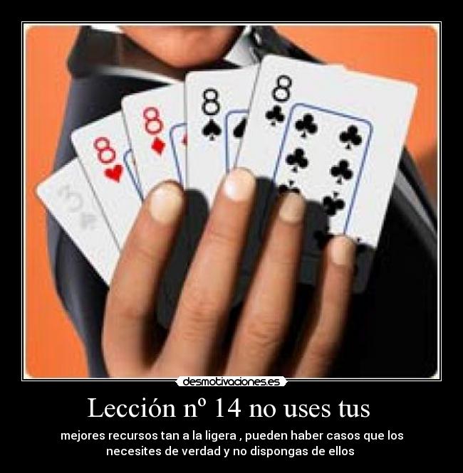 carteles cartas poker recursos vida leccion importante desmotivaciones