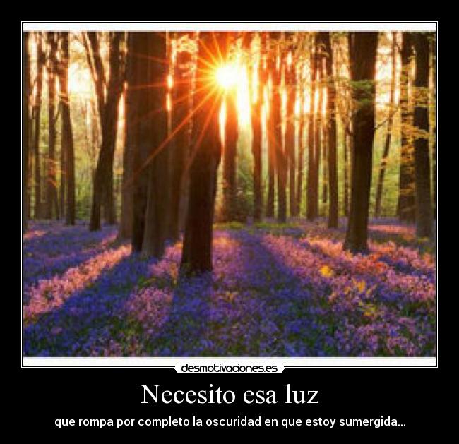 Necesito esa luz - que rompa por completo la oscuridad en que estoy sumergida...