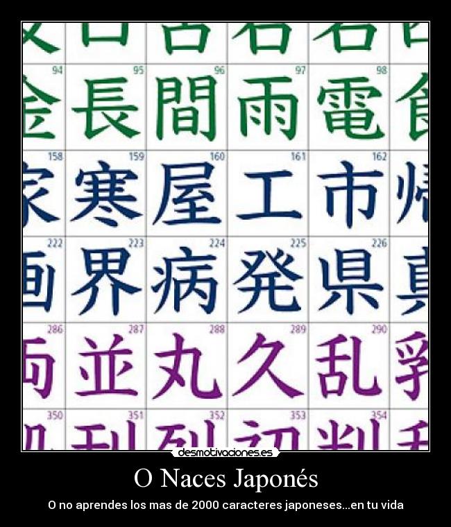 O Naces Japonés - O no aprendes los mas de 2000 caracteres japoneses...en tu vida