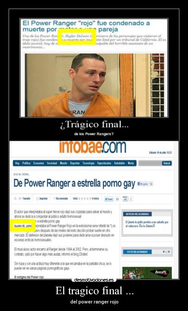 El tragico final ... - del power ranger rojo