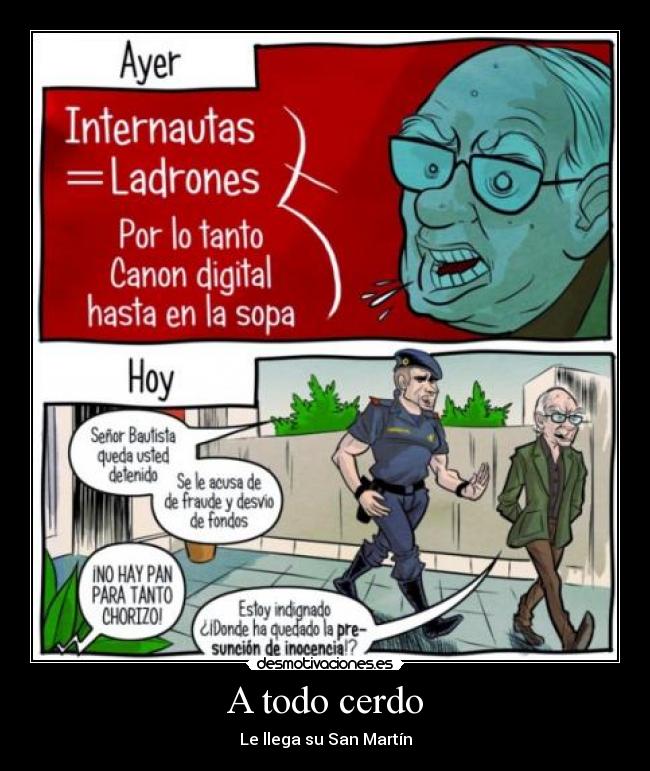 carteles sgae guardia civil corrupcion cerdo desmotivaciones