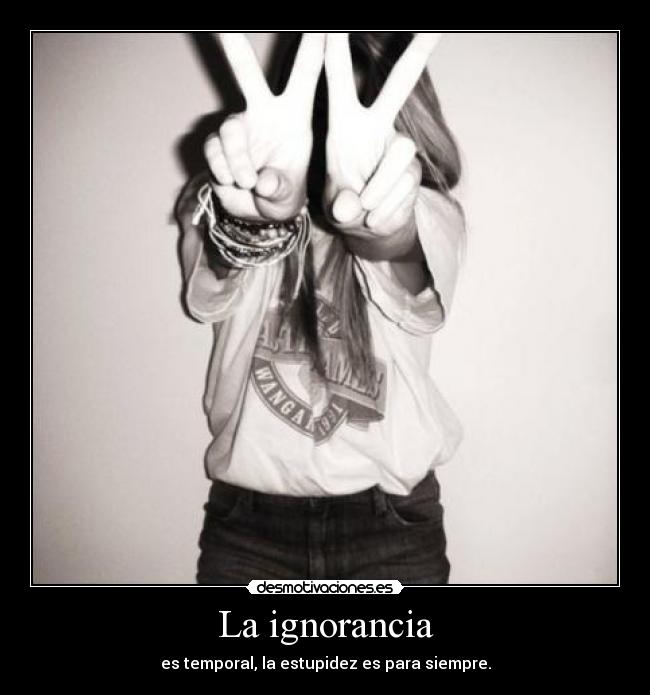 La ignorancia - es temporal, la estupidez es para siempre.