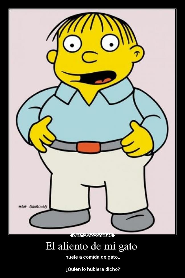 El aliento de mi gato  - huele a comida de gato..

¿Quién lo hubiera dicho?