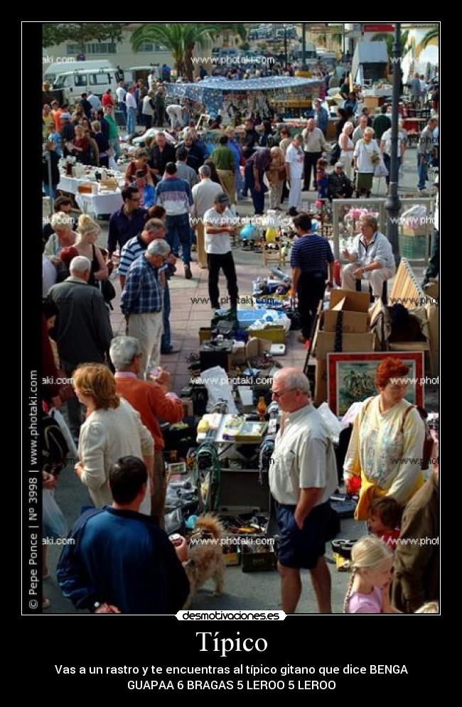 Típico - Vas a un rastro y te encuentras al típico gitano que dice BENGA
GUAPAA 6 BRAGAS 5 LEROO 5 LEROO