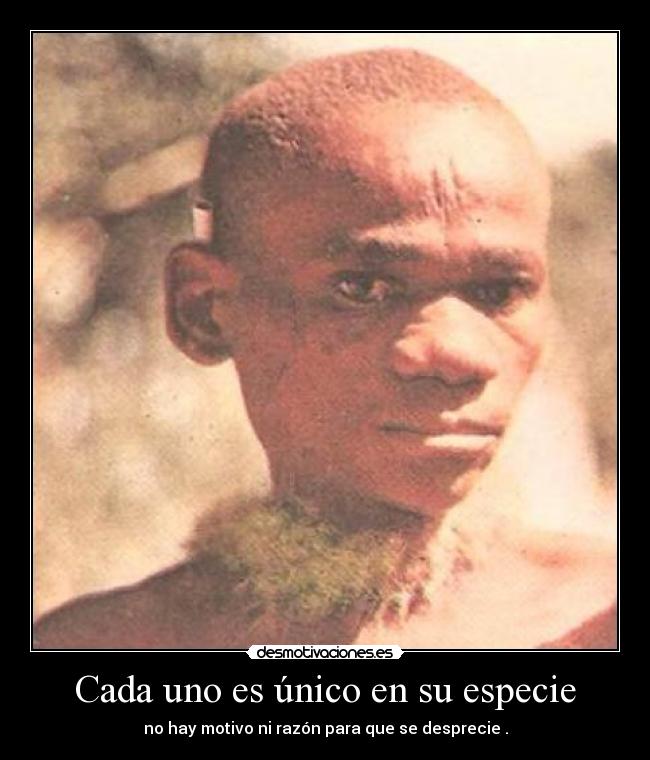 Cada uno es único en su especie - no hay motivo ni razón para que se desprecie .