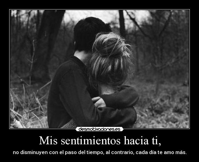 Mis sentimientos hacia ti, - no disminuyen con el paso del tiempo, al contrario, cada día te amo más.