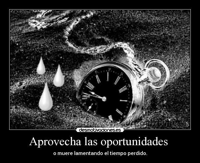 Aprovecha las oportunidades - o muere lamentando el tiempo perdido.