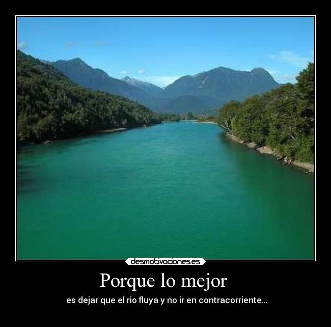 Porque lo mejor - es dejar que el rio fluya y no ir en contracorriente...
