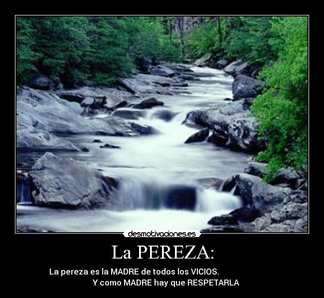 La PEREZA: - La pereza es la MADRE de todos los VICIOS.                            
    Y como MADRE hay que RESPETARLA