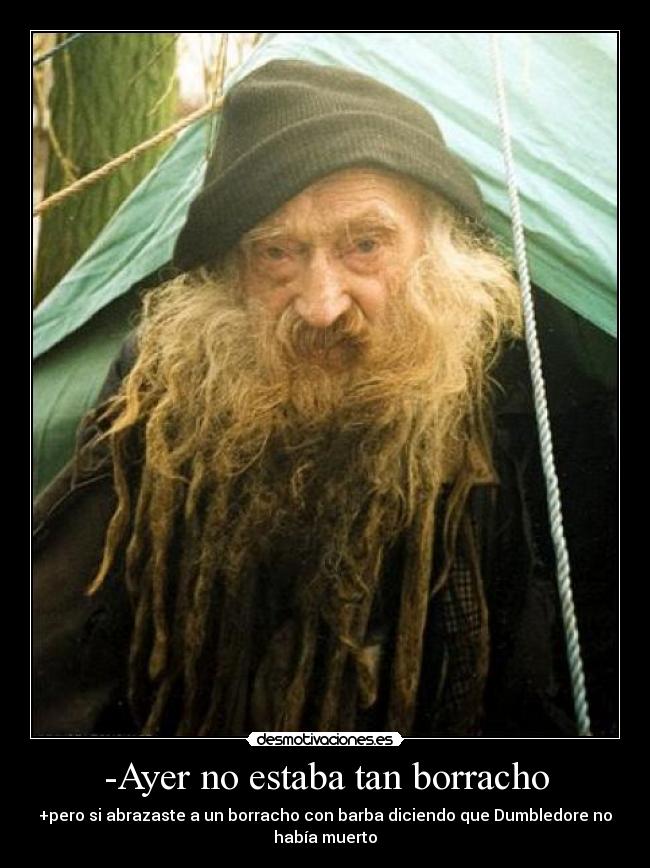 -Ayer no estaba tan borracho - +pero si abrazaste a un borracho con barba diciendo que Dumbledore no
había muerto