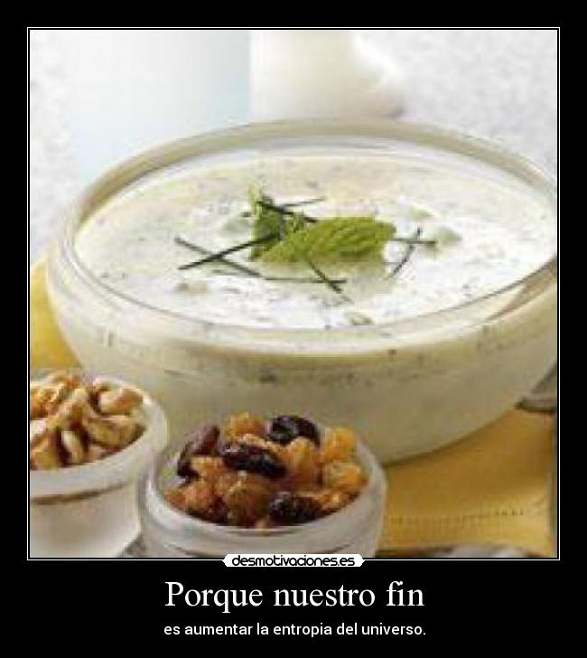 Porque nuestro fin - es aumentar la entropia del universo.