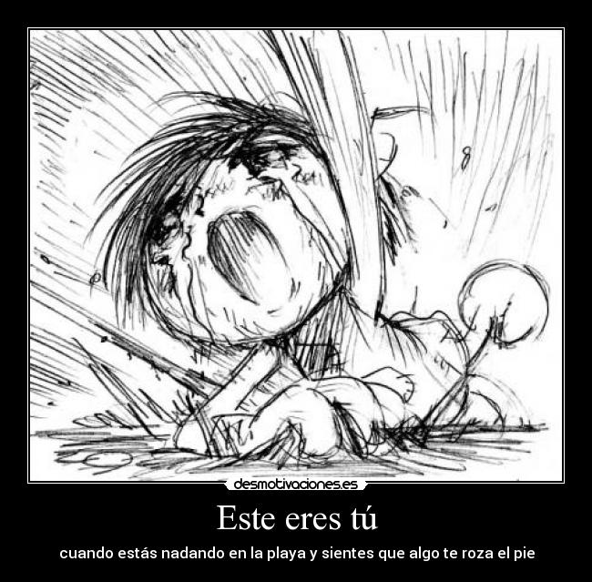 carteles compresa playa nadar correr gritar susto asco este eres tu desmotivaciones