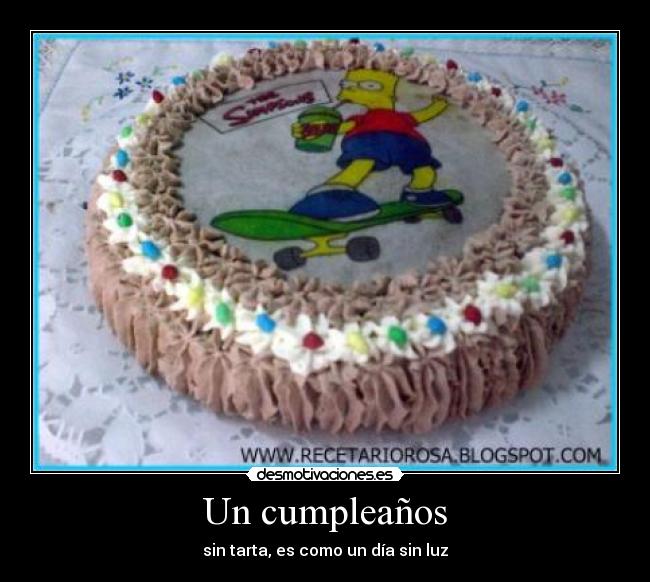Un cumpleaños - sin tarta, es como un día sin luz