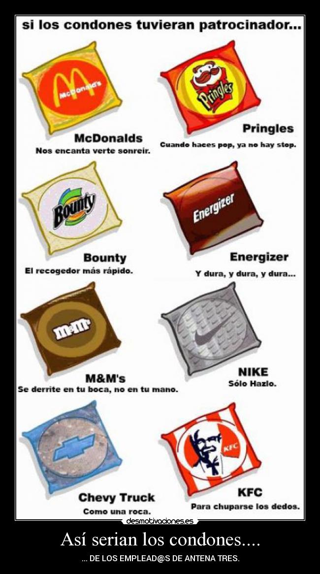 Así serian los condones.... - ... DE LOS EMPLEAD@S DE ANTENA TRES.