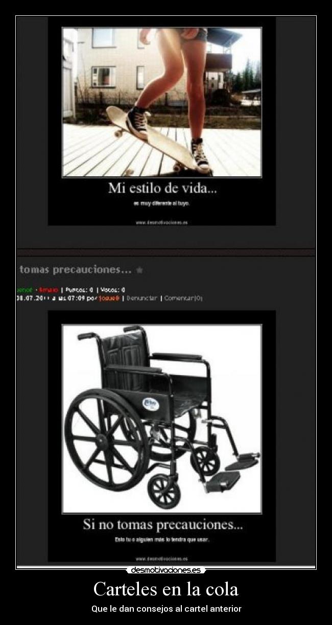 Carteles en la cola -