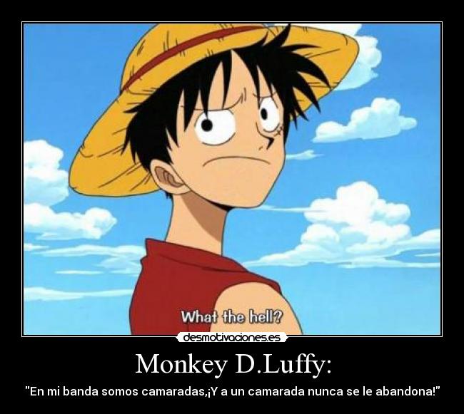 Monkey D.Luffy: - En mi banda somos camaradas,¡Y a un camarada nunca se le abandona!