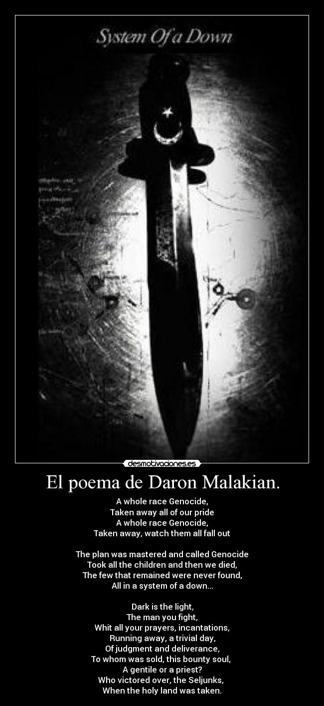 El poema de Daron Malakian. -