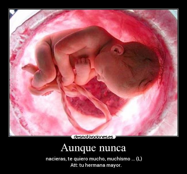 Aunque nunca - nacieras, te quiero mucho, muchísmo ... (L)
Att: tu hermana mayor.