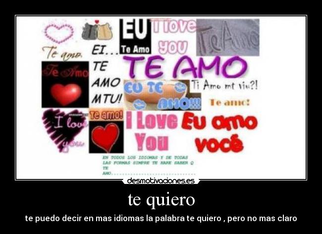 te quiero - te puedo decir en mas idiomas la palabra te quiero , pero no mas claro