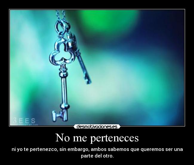 No me perteneces - ni yo te pertenezco, sin embargo, ambos sabemos que queremos ser una
parte del otro.