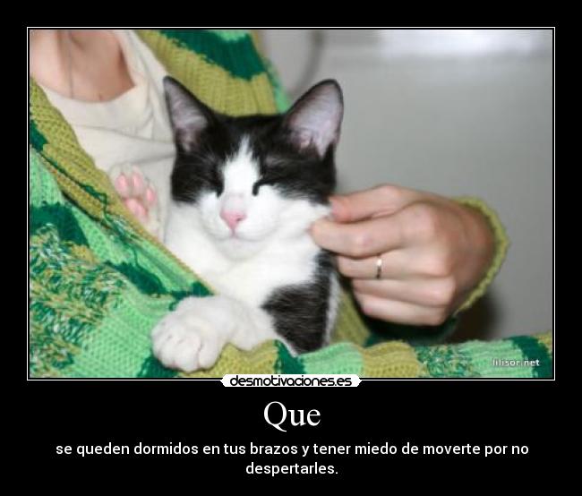 Que - se queden dormidos en tus brazos y tener miedo de moverte por no despertarles.