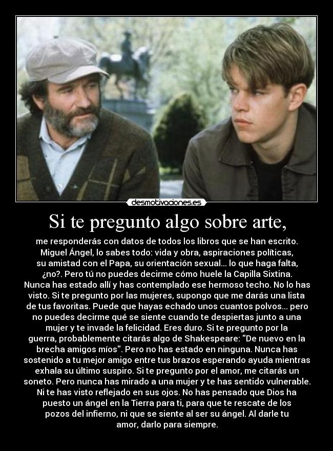 carteles arte will huntig amor angel arte dios tierra libros miguel angel capilla sixtina ojos desmotivaciones
