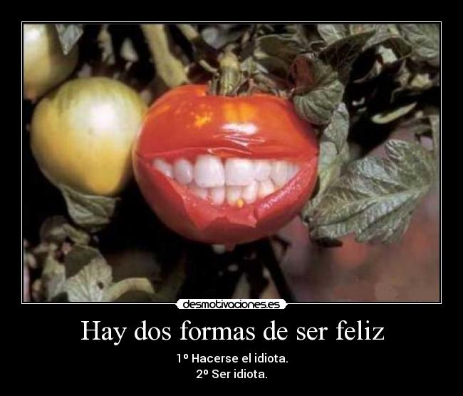 Hay dos formas de ser feliz - 1º Hacerse el idiota.
2º Ser idiota.