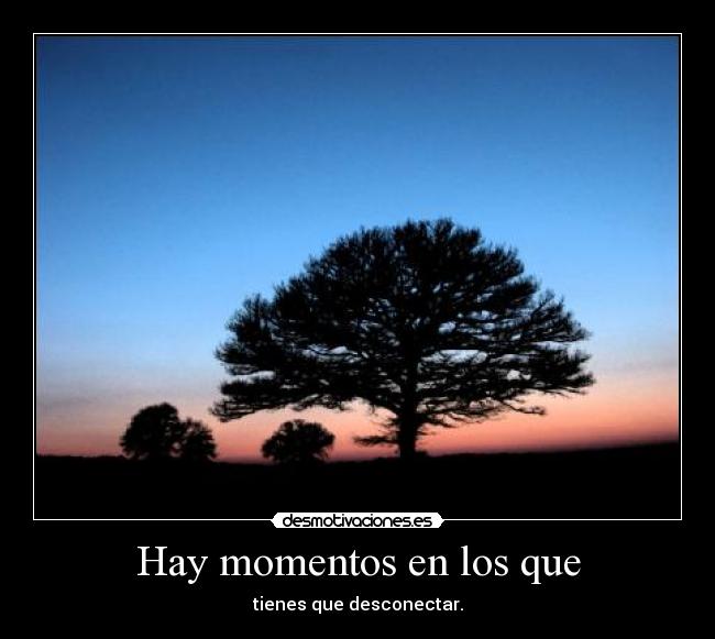 Hay momentos en los que - tienes que desconectar.
