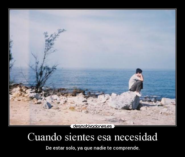 Cuando sientes esa necesidad - De estar solo, ya que nadie te comprende.