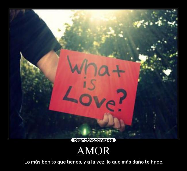 AMOR - Lo más bonito que tienes, y a la vez, lo que más daño te hace.