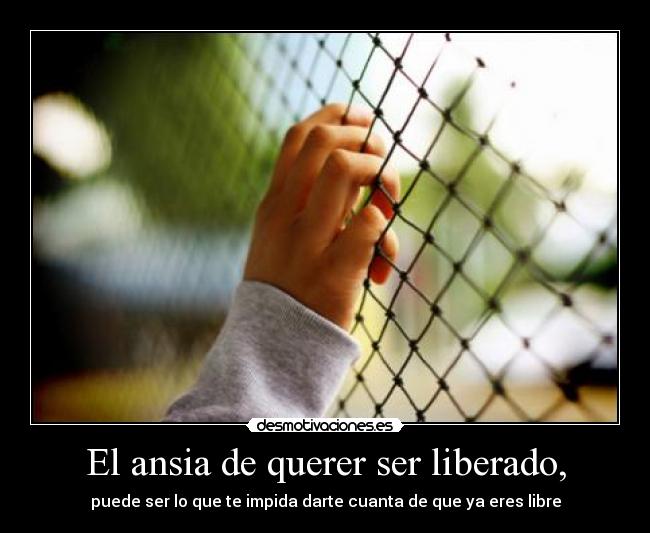 El ansia de querer ser liberado, - puede ser lo que te impida darte cuanta de que ya eres libre