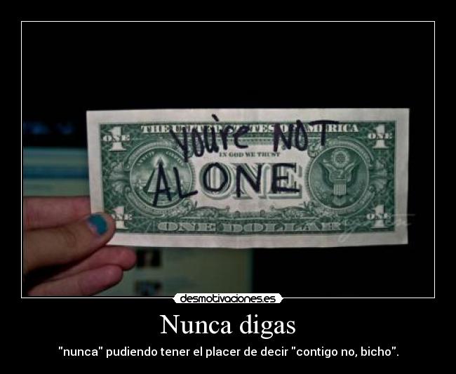 Nunca digas - nunca pudiendo tener el placer de decir contigo no, bicho.