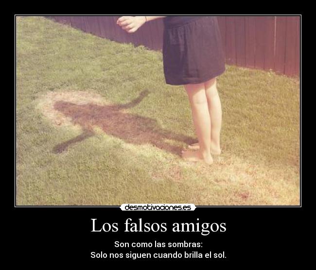 Los falsos amigos - Son como las sombras:
Solo nos siguen cuando brilla el sol.