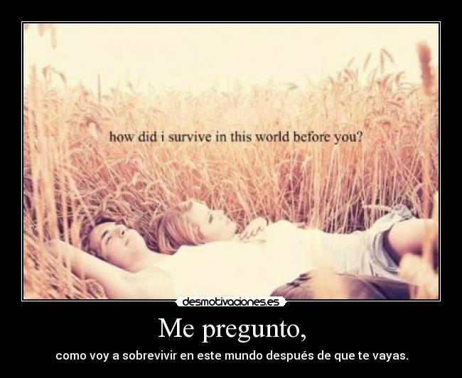 Me pregunto, - como voy a sobrevivir en este mundo después de que te vayas.