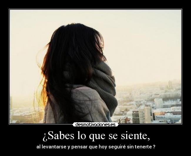 ¿Sabes lo que se siente, - al levantarse y pensar que hoy seguiré sin tenerte ?