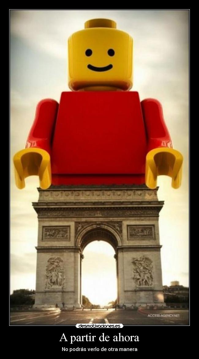 carteles lego paris monumento edificio historia rojo amarillo coche desmotivaciones cartel desmotivaciones