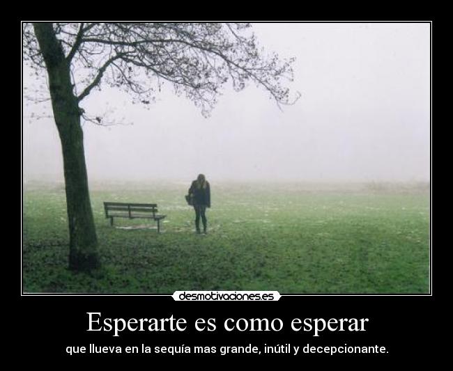 Esperarte es como esperar - que llueva en la sequía mas grande, inútil y decepcionante.