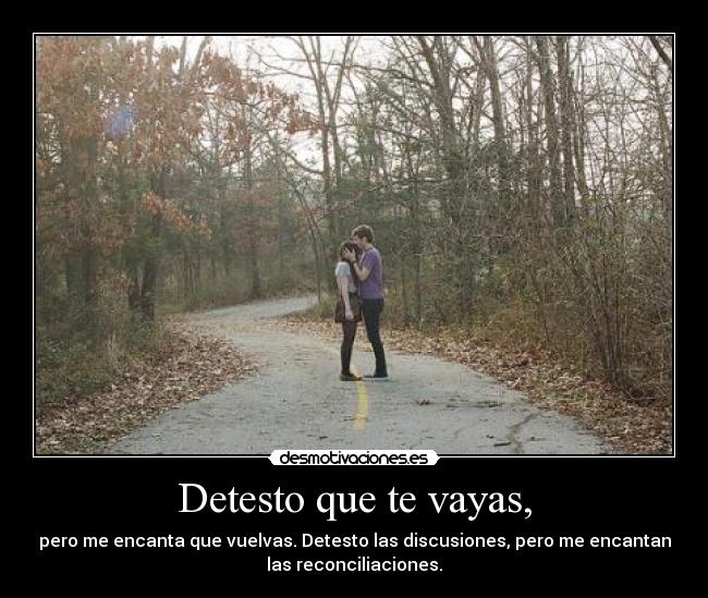 Detesto que te vayas, -