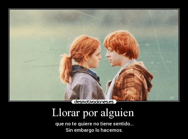 Llorar por alguien  - que no te quiere no tiene sentido...
Sin embargo lo hacemos.