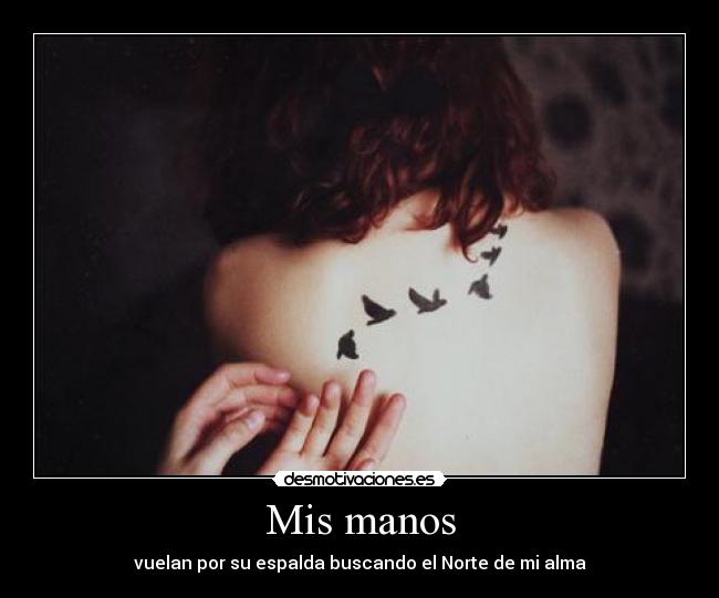 Mis manos - vuelan por su espalda buscando el Norte de mi alma