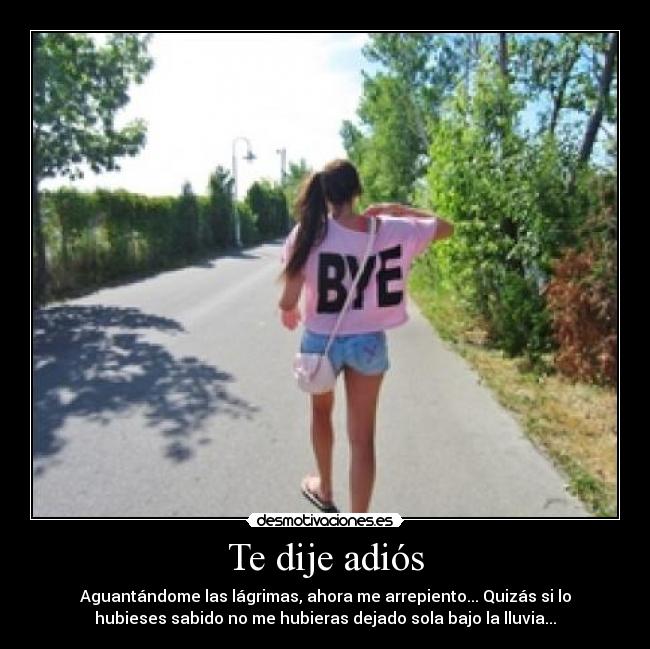 Te dije adiós - Aguantándome las lágrimas, ahora me arrepiento... Quizás si lo
hubieses sabido no me hubieras dejado sola bajo la lluvia...